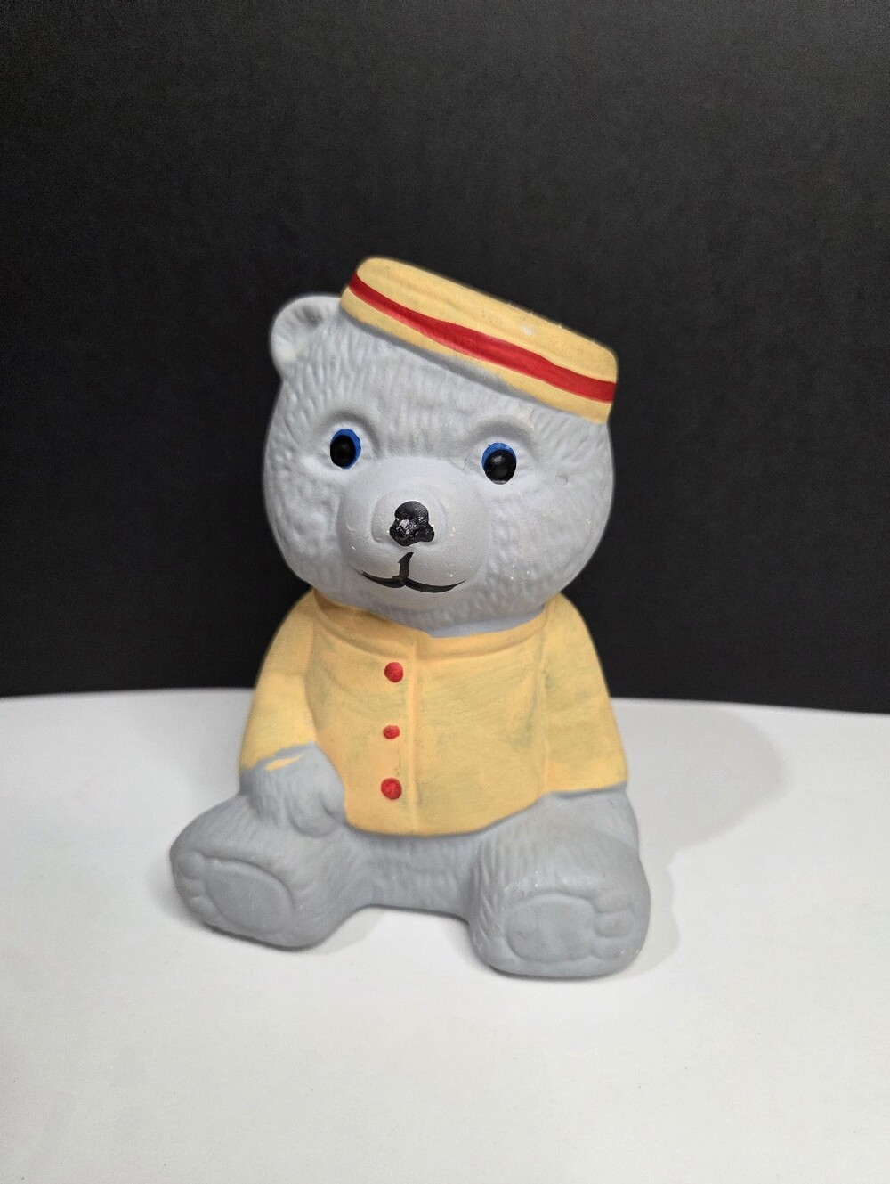 1970s Nursery Decor Ceramic Teddy Bear Coin Bank With Stopper Made In Taiwan